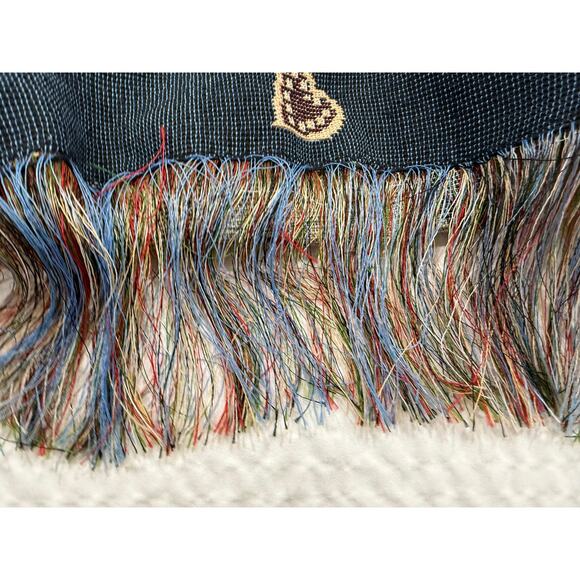 Vintage Christmas Tapestry Throw Blanket Teddy Train Soldiers Fringe Nostalgic - Picture 10 of 15